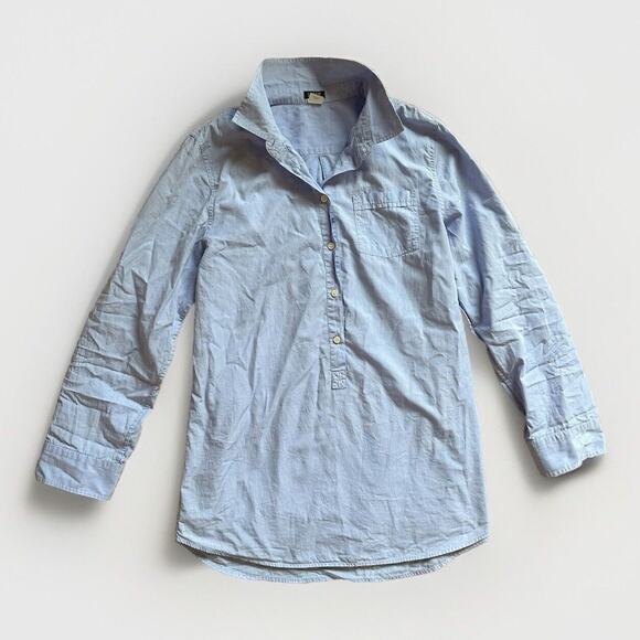 J. Crew Women's Cotton Poplin Collared Boyfriend Shirt Long Sleeve Light Blue XS - Picture 8 of 8